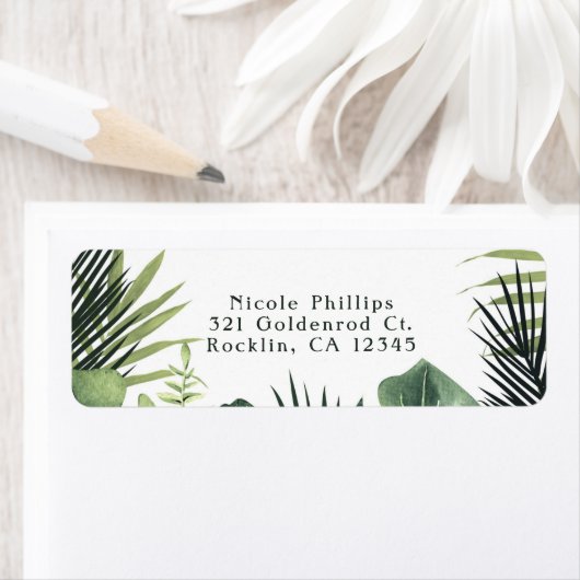 Groene bladeren Botanische tropische Planten bruil Etiket (Insitu)