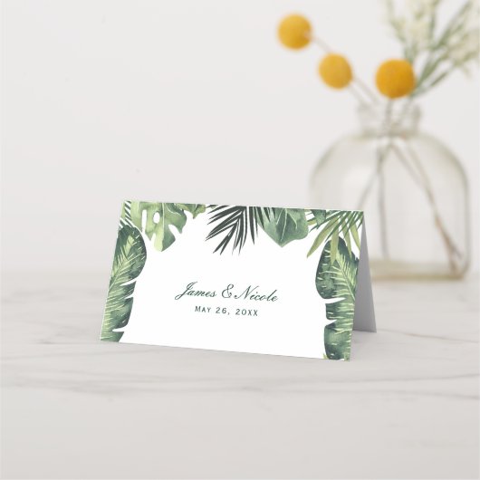 Groene bladeren Botanische Tropische Planten Zitpl Plaatskaartje (Voorkant)