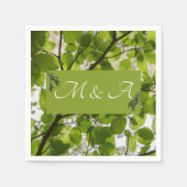 Groene bladeren bruiloft cocktail servetten (Voorkant)