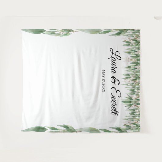 Groene bladeren bruiloft fotocabine achtergrond wandkleed (Voorkant (horizontaal))