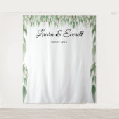 Groene bladeren bruiloft fotocabine achtergrond wandkleed (Voorkant)