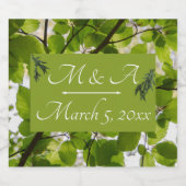 Groene bladeren bruiloft mousserende wijn fles lab sparkling wijnetiket (Enkel label)