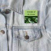 groene bladeren, bruiloft, naamspelden vierkante button 5,1 cm (In situ)