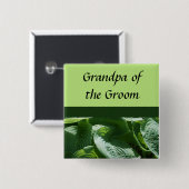 groene bladeren, bruiloft, naamspelden vierkante button 5,1 cm (Voorkant /achterkant)