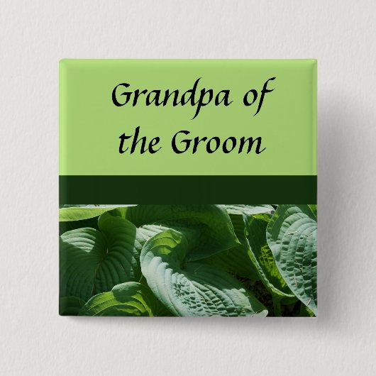 groene bladeren, bruiloft, naamspelden vierkante button 5,1 cm (Voorkant)