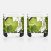 Groene bladeren bruiloft tuimelaar glas (Links)