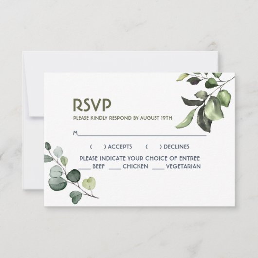 Groene Bladeren Buiten Trouwlocatie Tuin Reactie RSVP Kaartje (Voorkant)