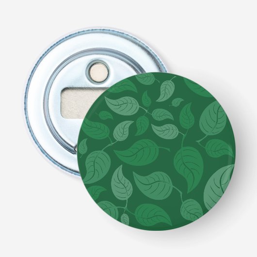 Groene bladeren button flesopener (Voorkant)