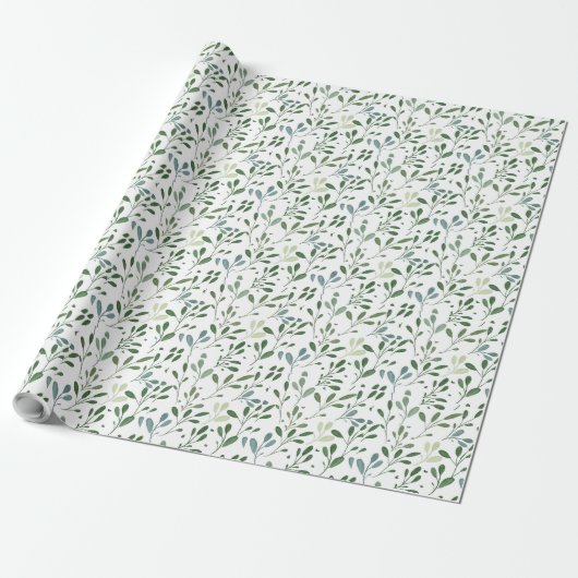 Groene bladeren cadeaupapier (Uitgerold)