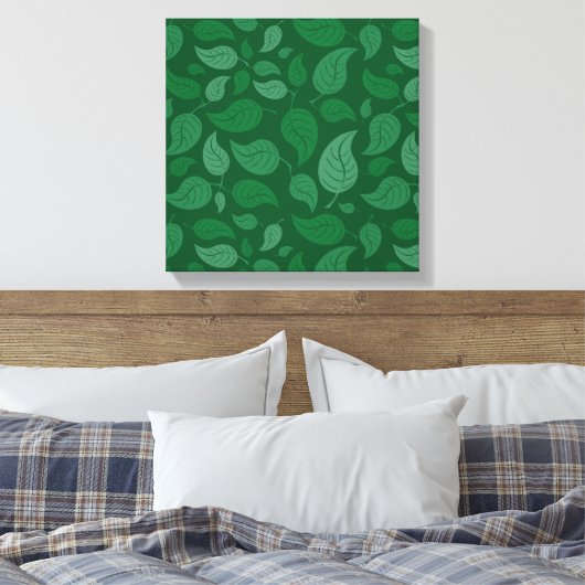 Groene bladeren canvas afdruk (Insitu (Slaapkamer))
