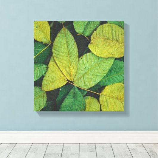 Groene bladeren canvas afdruk (Insitu (Houten vloer))