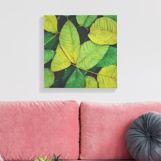 Groene bladeren canvas afdruk (Insitu (Woonkamer))
