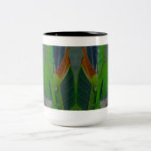 Groene bladeren close-up tweekleurige koffiemok (Center)