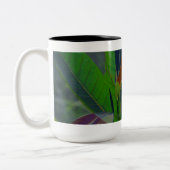 Groene bladeren close-up tweekleurige koffiemok (Links)