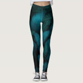 Groene bladeren donkere leggings (Voorkant)