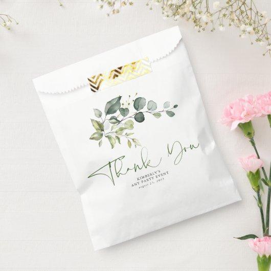 Groene Bladeren Elegant Dank Je Bedankzakje (Gezegeld)