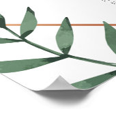 Groene bladeren Elegant Wedding Seating Chart Poster (Hoek)