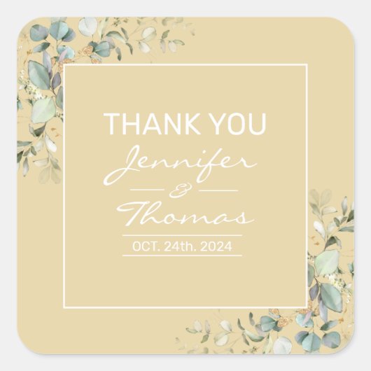 Groene bladeren, elegante minimalistische Sticker (Voorkant)