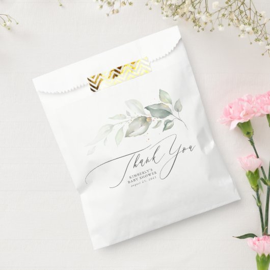 Groene Bladeren Elegante Script Bedankzak Bedankzakje (Gezegeld)