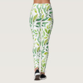 Groene bladeren en bessen Waterverf Leggings (Achterkant)