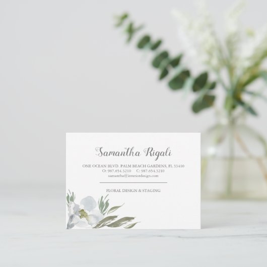 Groene bladeren en blauwe Visitekaartjes Informatiekaartje (Staand voorkant)