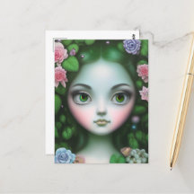 Groene bladeren en bloemen bosmeisje