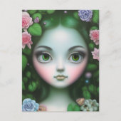 Groene bladeren en bloemen bosmeisje briefkaart (Voorkant)