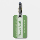 Groene bladeren en bloemen tropische monogram bagagelabel (Achterkant verticaal)