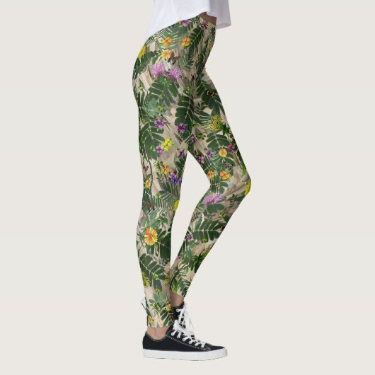 Groene bladeren en bloemige Leggings (Rechts)