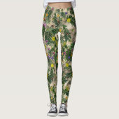 Groene bladeren en bloemige Leggings (Voorkant)