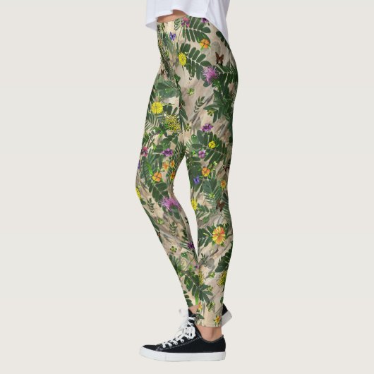 Groene bladeren en bloemige Leggings (Links)
