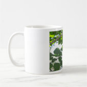 groene bladeren en boomstam met koele schors koffiemok (Links)