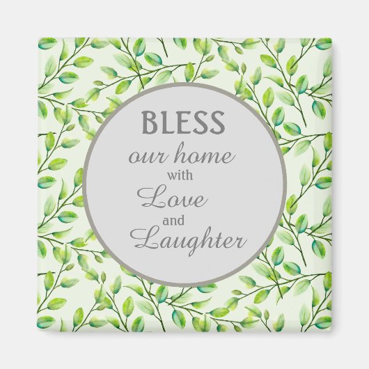 Groene bladeren en filialen in ons huis magneet (Voorkant)