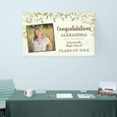 Groene bladeren en foto Afstuderen Welkom Spandoek (Beurs)