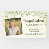 Groene bladeren en foto Afstuderen Welkom Spandoek (Horizontaal)