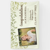 Groene bladeren en foto Afstuderen Welkom Spandoek (Verticaal)