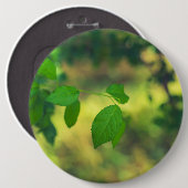 Groene bladeren en gele kever ronde button 6,0 cm (Voorkant /achterkant)