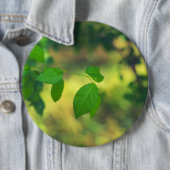 Groene bladeren en gele kever ronde button 6,0 cm (In situ)