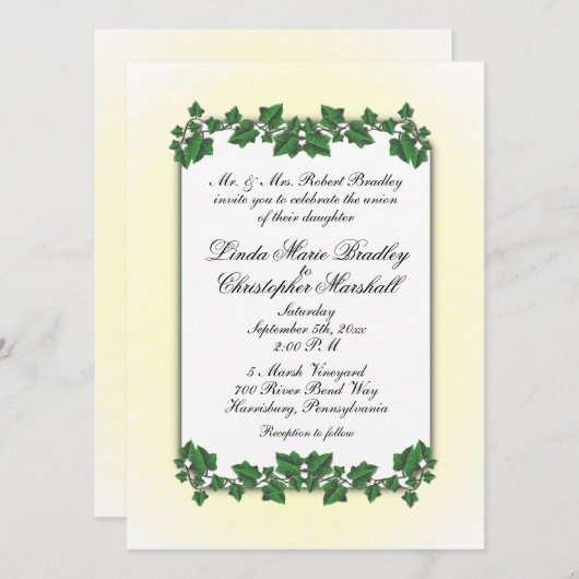 Groene bladeren en gele weddenschappen kaart (Voorkant / Achterkant)