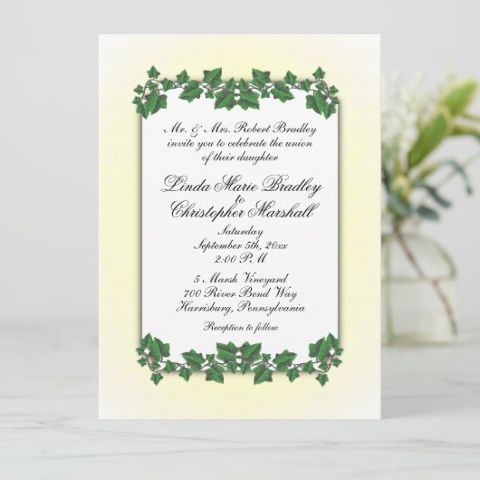 Groene bladeren en gele weddenschappen kaart (Staand voorkant)