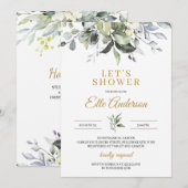 Groene bladeren en gouden boho vrijgezellenfeest kaart (Voorkant / Achterkant)