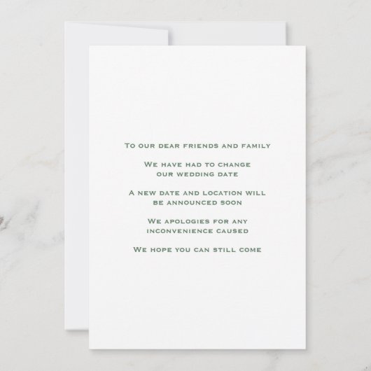 Groene bladeren en gouden rand veranderen de datum save the date (Achterkant)