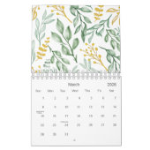 Groene bladeren en goudgele bloemen 2026 kalender (Mar 2026)