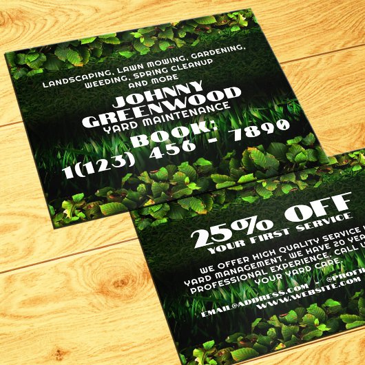 Groene bladeren en gras faux textuur flyer