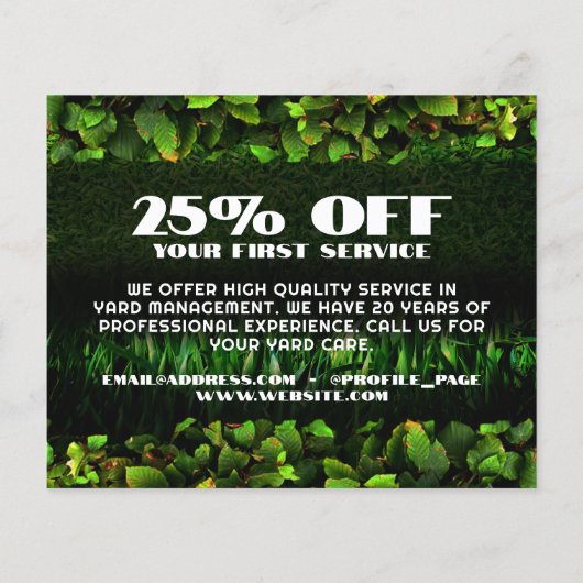 Groene bladeren en gras faux textuur flyer (Achterkant)