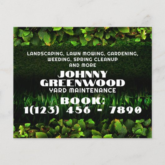 Groene bladeren en gras faux textuur flyer (Voorkant)