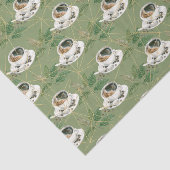 Groene bladeren en koffiebeker met bonen tissuepapier (Detail)