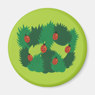 Groene bladeren en ladybugs-lente magneet