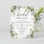 Groene bladeren en lijsten boho bridal brunch kaart (Staand voorkant)