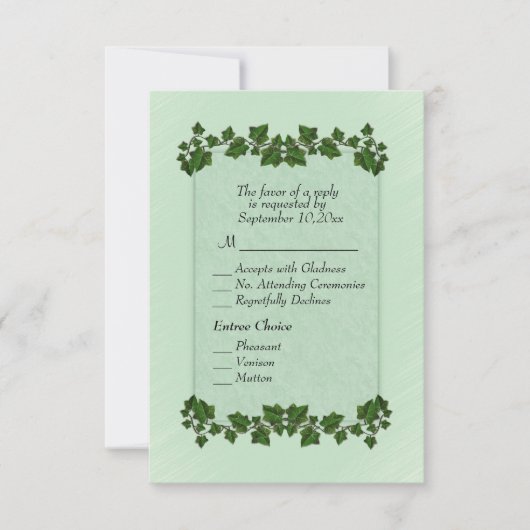 Groene bladeren en Mint RSVP w Menu (Voorkant)